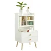 SoBuy Moderner Nachttisch mit 2 Schubladen Beistelltisch 43x81x36cm Weiß FBT100-W