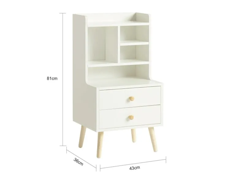 SoBuy Moderner Nachttisch mit 2 Schubladen Beistelltisch 43x81x36cm Weiß FBT100-W