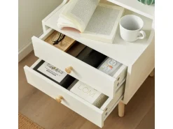 SoBuy Moderner Nachttisch mit 2 Schubladen Beistelltisch 43x81x36cm Weiß FBT100-W