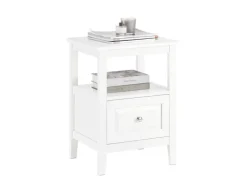SoBuy Nachttisch Beistelltisch Sofatisch Nachtschrank Weiß FBT131-W