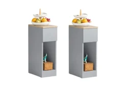 SoBuy Nachttisch 2er Set Sofatisch Beistelltisch Hellgrau FBT111-HGx2