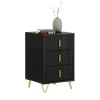 SoBuy Nachttisch mit 3 Schubladen Moderner Beistelltisch 40x63x40cm Schwarz FBT115-L-SCH