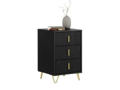 SoBuy Nachttisch mit 3 Schubladen Moderner Beistelltisch 40x63x40cm Schwarz FBT115-L-SCH