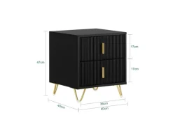 SoBuy Nachttisch mit 2 Schubladen Sofatisch Beistelltisch Schwarz FBT115-SCH