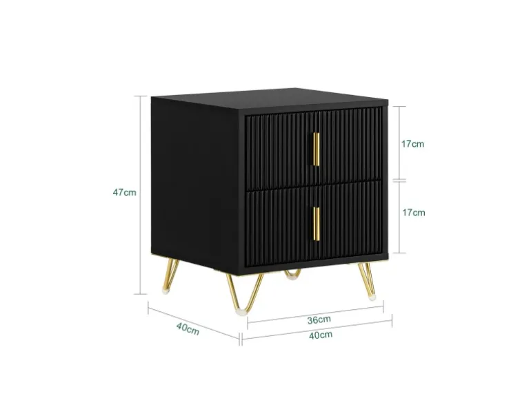 SoBuy Nachttisch mit 2 Schubladen Sofatisch Beistelltisch Schwarz FBT115-SCH