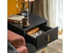 SoBuy Nachttisch mit 2 Schubladen Sofatisch Beistelltisch Schwarz FBT115-SCH