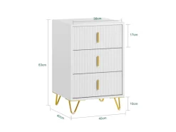 SoBuy Nachttisch mit 3 Schubladen Moderner Beistelltisch 40x63x40cm Weiß FBT115-L-W