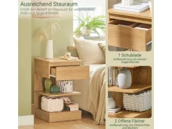 SoBuy Nachttisch mit Schublade und 2 Ablagen Beistelltisch 39x65x39cm Natur FBT49-N
