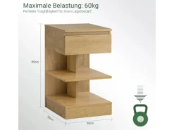 SoBuy Nachttisch mit Schublade und 2 Ablagen Beistelltisch 39x65x39cm Natur FBT49-N