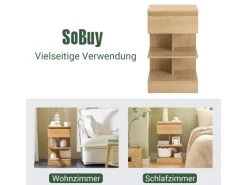 SoBuy Nachttisch mit Schublade und 2 Ablagen Beistelltisch 39x65x39cm Natur FBT49-N