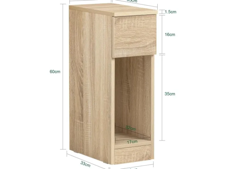 SoBuy Nachttisch mit Schublade Beistelltisch Nachtschrank Natur FBT111-N