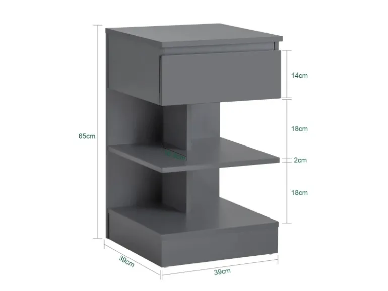 SoBuy Nachttisch mit Schublade und 2 Ablagen Beistelltisch 39x65x39cm Grau FBT49-HG