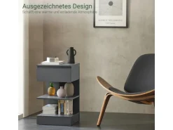 SoBuy Nachttisch mit Schublade und 2 Ablagen Beistelltisch 39x65x39cm Grau FBT49-HG