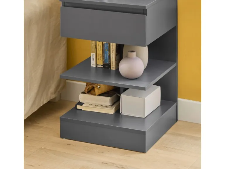 SoBuy Nachttisch mit Schublade und 2 Ablagen Beistelltisch 39x65x39cm Grau FBT49-HG