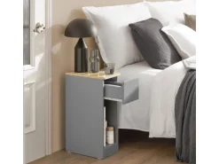 SoBuy Nachttisch mit Schublade Beistelltisch Nachtschrank Hellgrau FBT111-HG