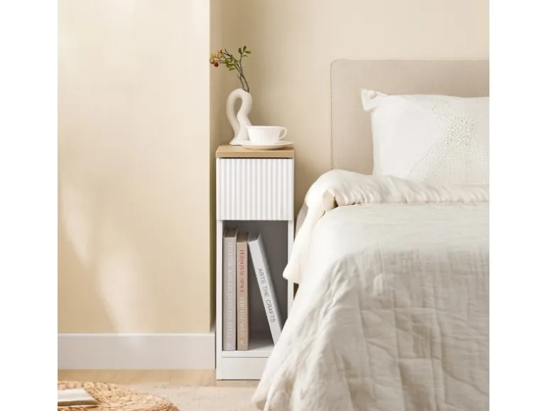 SoBuy Nachttisch Schmal Beistelltisch mit Schublade für Schlafzimmer FBT111-W