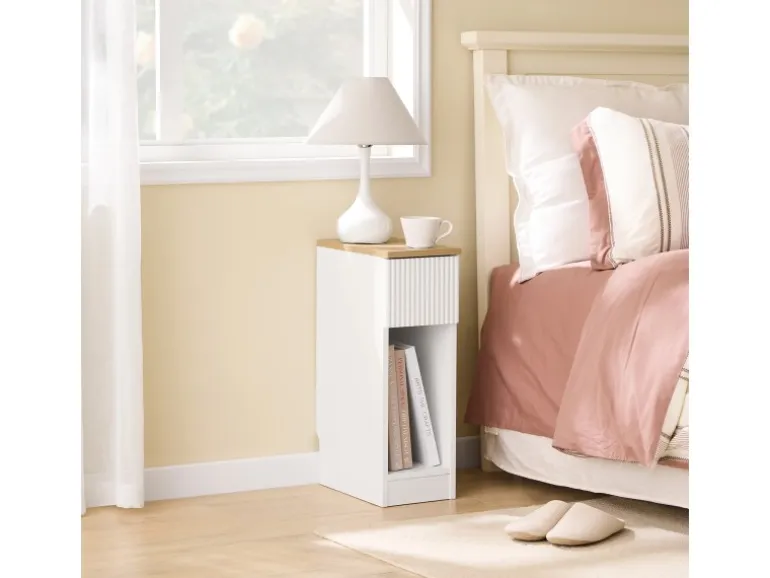 SoBuy Nachttisch Schmal Beistelltisch mit Schublade für Schlafzimmer FBT111-W