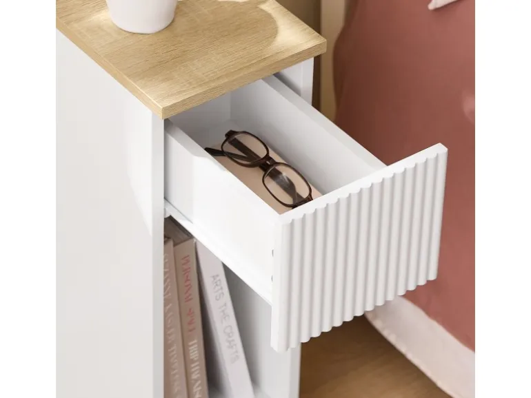 SoBuy Nachttisch Schmal Beistelltisch mit Schublade für Schlafzimmer FBT111-W