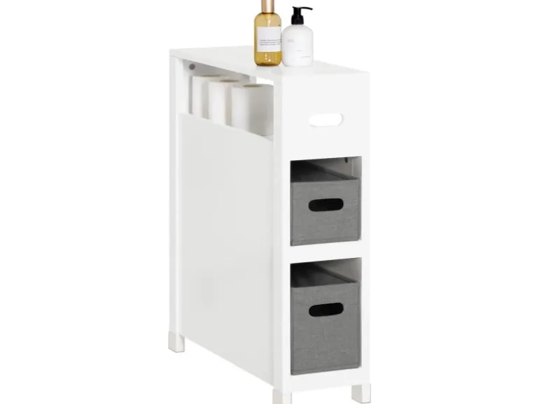 SoBuy Nischenregal mit 2 abnehmbaren Körben Holz Vlies Weiß BZR83-W