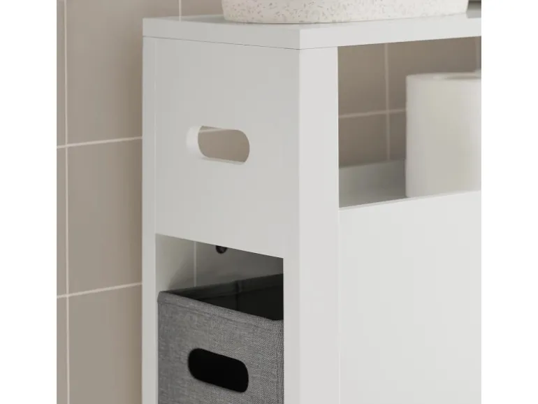 SoBuy Nischenregal mit 2 abnehmbaren Körben Holz Vlies Weiß BZR83-W
