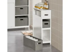 SoBuy Nischenregal mit 2 abnehmbaren Körben Holz Vlies Weiß BZR83-W
