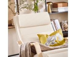 SoBuy Schaukelstuhl Schaukelsessel mit Verstellbarer Fußstütze Beige FST16-W