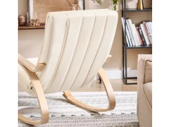 SoBuy Schaukelstuhl Schaukelsessel mit Verstellbarer Fußstütze Beige FST16-W