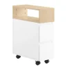 SoBuy Schmaler Beistelltisch mit 2 Schubladen Nachttisch mit Rollen FBT155-WN