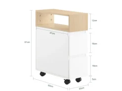 SoBuy Schmaler Beistelltisch mit 2 Schubladen Nachttisch mit Rollen FBT155-WN