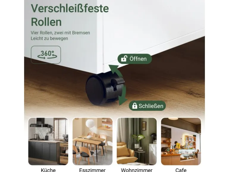 SoBuy Schmaler Beistelltisch mit 2 Schubladen Nachttisch mit Rollen FBT155-WN