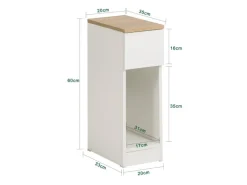 SoBuy Schmaler Nachttisch Beistelltisch mit Schublade 20x60x35cm Weiß FBT111-WN