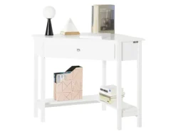 SoBuy Schreibtisch mit Ablage Arbeitszimmer MDF Weiß FWT31-W