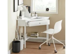 SoBuy Schreibtisch mit Ablage Arbeitszimmer MDF Weiß FWT31-W