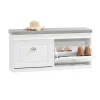 SoBuy Schuhbank mit 2 Klappen Schuhkipper Weiß MDF 104cm FSR64-W