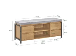 SoBuy Schuhbank mit 4 Schubladen und 2 Fächern MDF PB Natur Schwarz FSR149-N