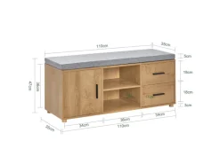 SoBuy Schuhbank mit 2 Schubladen und 4 Fächern MDF PB Natur FSR148-N