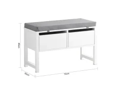 SoBuy Schuhbank mit 2 Schubladen Sitzbank mit Stauraum MDF Weiß FSR88-W