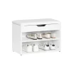SoBuy Schuhbank mit Sitzfläche Sitzbank Schuhregal aus MDF 60x44x30cm Weiß FSR25-W