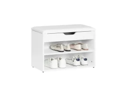 SoBuy Schuhbank mit Sitzfläche Sitzbank Schuhregal aus MDF 60x44x30cm Weiß FSR25-W