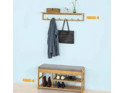 SoBuy Schuhbank mit Sitzfläche und Schubladen Sitzbank Natur Bambus FSR47-N