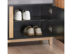 SoBuy Schuhbank mit Sitzfläche Sitzbank mit Stauraum Schwarz FSR117-SCH