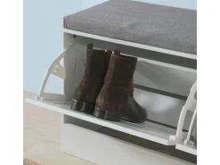 SoBuy Schuhbank mit Sitzfläche und 2 Klappen Schuhkipper MDF Weiß FSR62-W