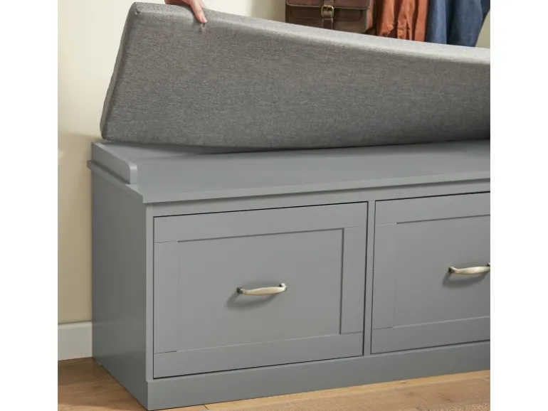 SoBuy Schuhbank mit Sitzfläche und 4 Fächern MDF Grau FSR131-HG