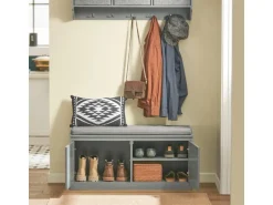 SoBuy Schuhbank mit Sitzfläche und 4 Fächern MDF Grau FSR131-HG