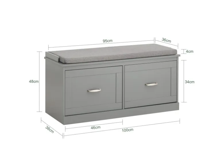 SoBuy Schuhbank mit Sitzfläche und 4 Fächern MDF Grau FSR131-HG