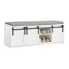 SoBuy Schuhbank mit Sitzfläche und Schiebetüren MDF Weiß FSR133-W