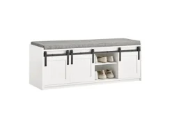 SoBuy Schuhbank mit Sitzfläche und Schiebetüren MDF Weiß FSR133-W