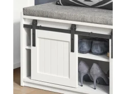SoBuy Schuhbank mit Sitzfläche und Schiebetüren MDF Weiß FSR133-W