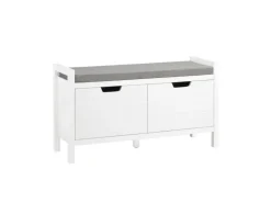 SoBuy Schuhbank mit Sitzfläche Sitzbank aus MDF 91x51x30cm Weiß-Grau FSR63-II-W
