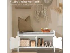 SoBuy Schuhbank mit Sitzfläche Sitzbank aus MDF 91x51x30cm Weiß-Grau FSR63-II-W